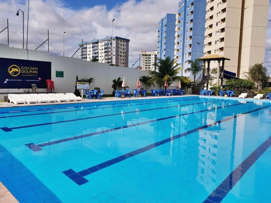 Flat Golden Dolphin Grand Hotel - Quarto E Sala Com Roupa De Cama E Banho - Piscinas 24H Caldas Novas Exterior foto